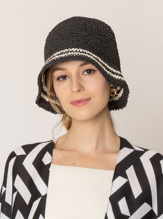 Stripe Straw Bucket Hat