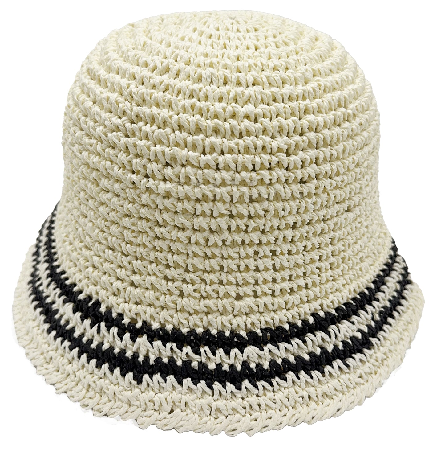 Stripe Straw Bucket Hat
