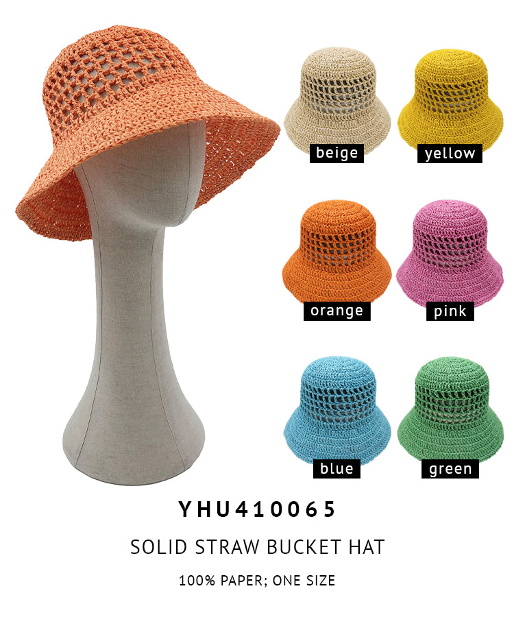 Solid Straw Bucket Hat