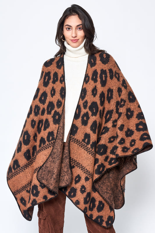 Leopard Print Knit Kimono