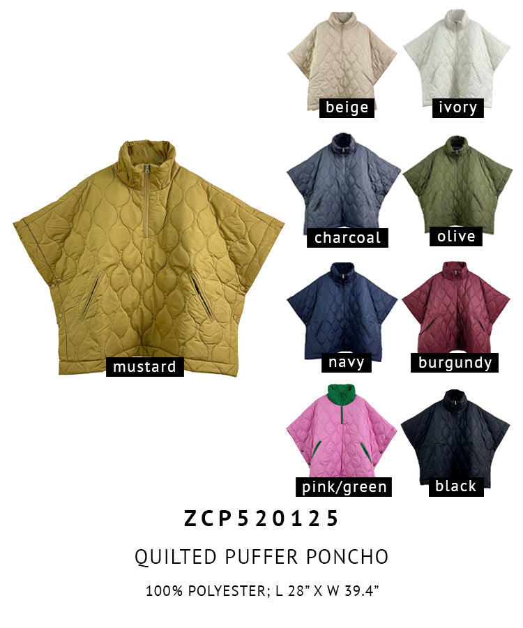 Quilted Puffer Poncho