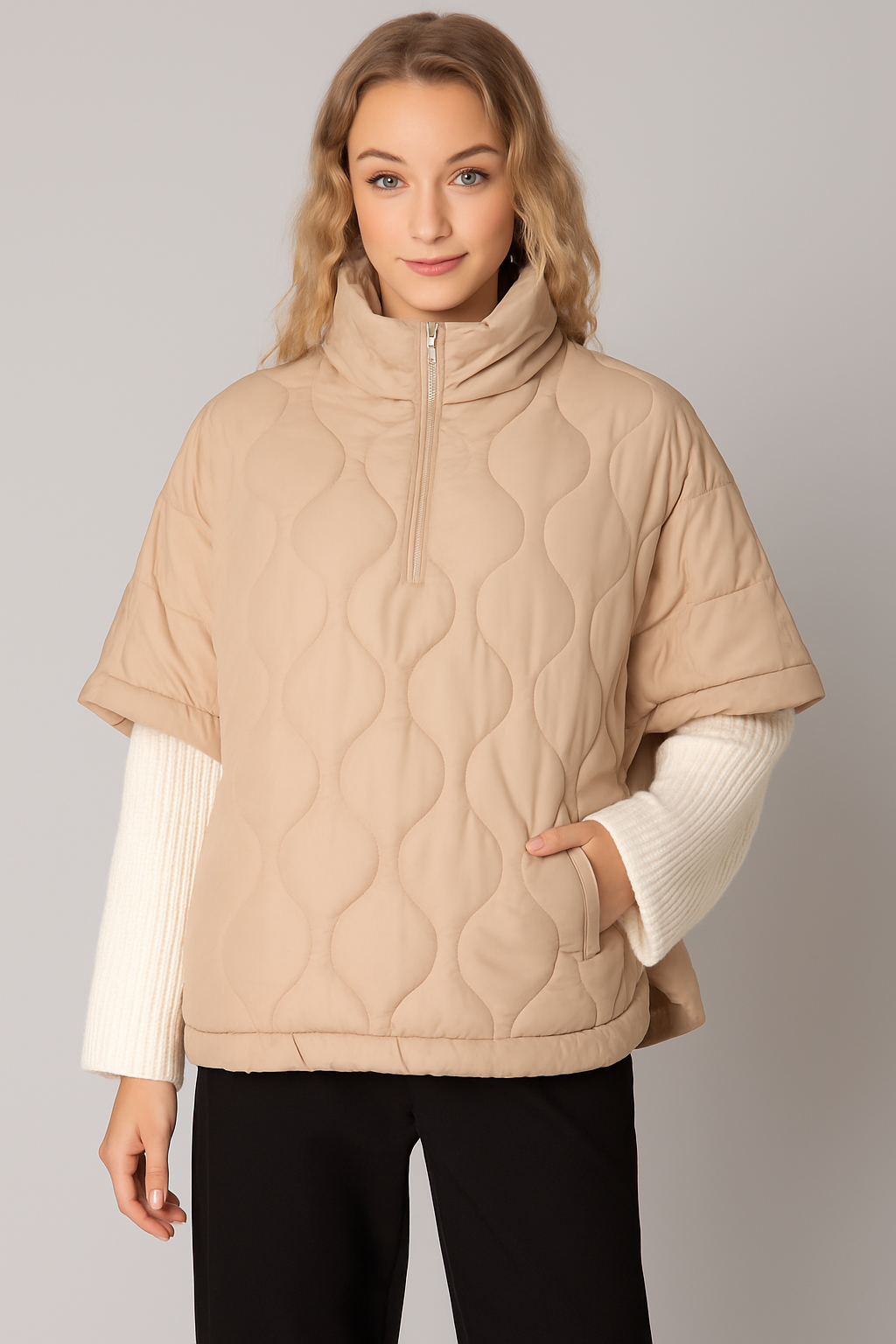 Quilted Puffer Poncho