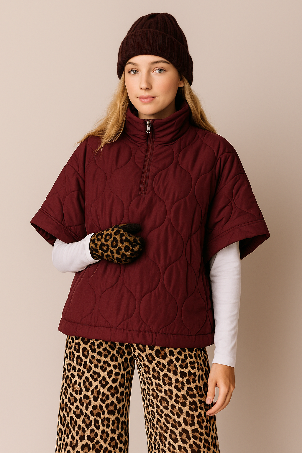 Quilted Puffer Poncho