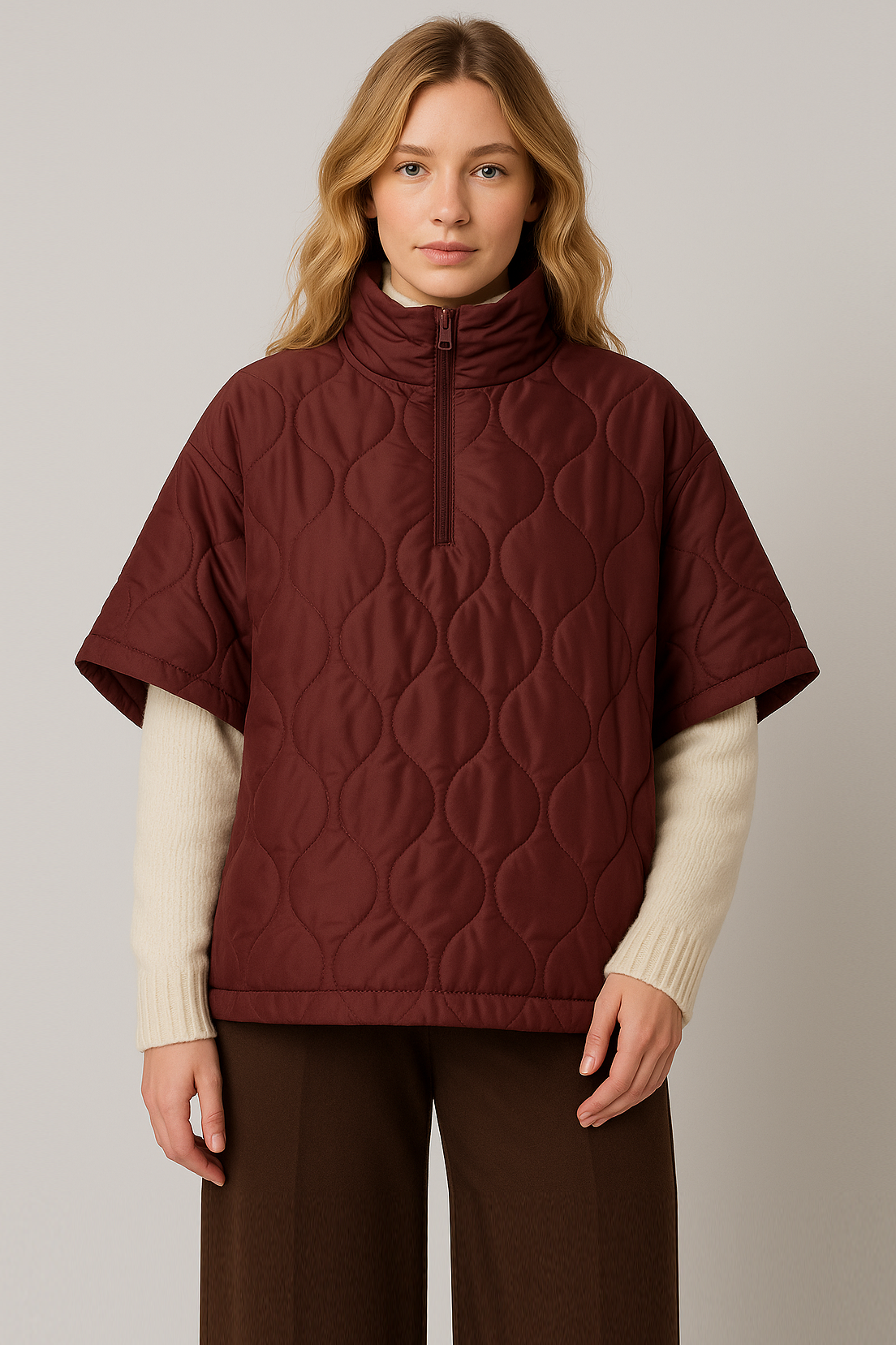 Quilted Puffer Poncho