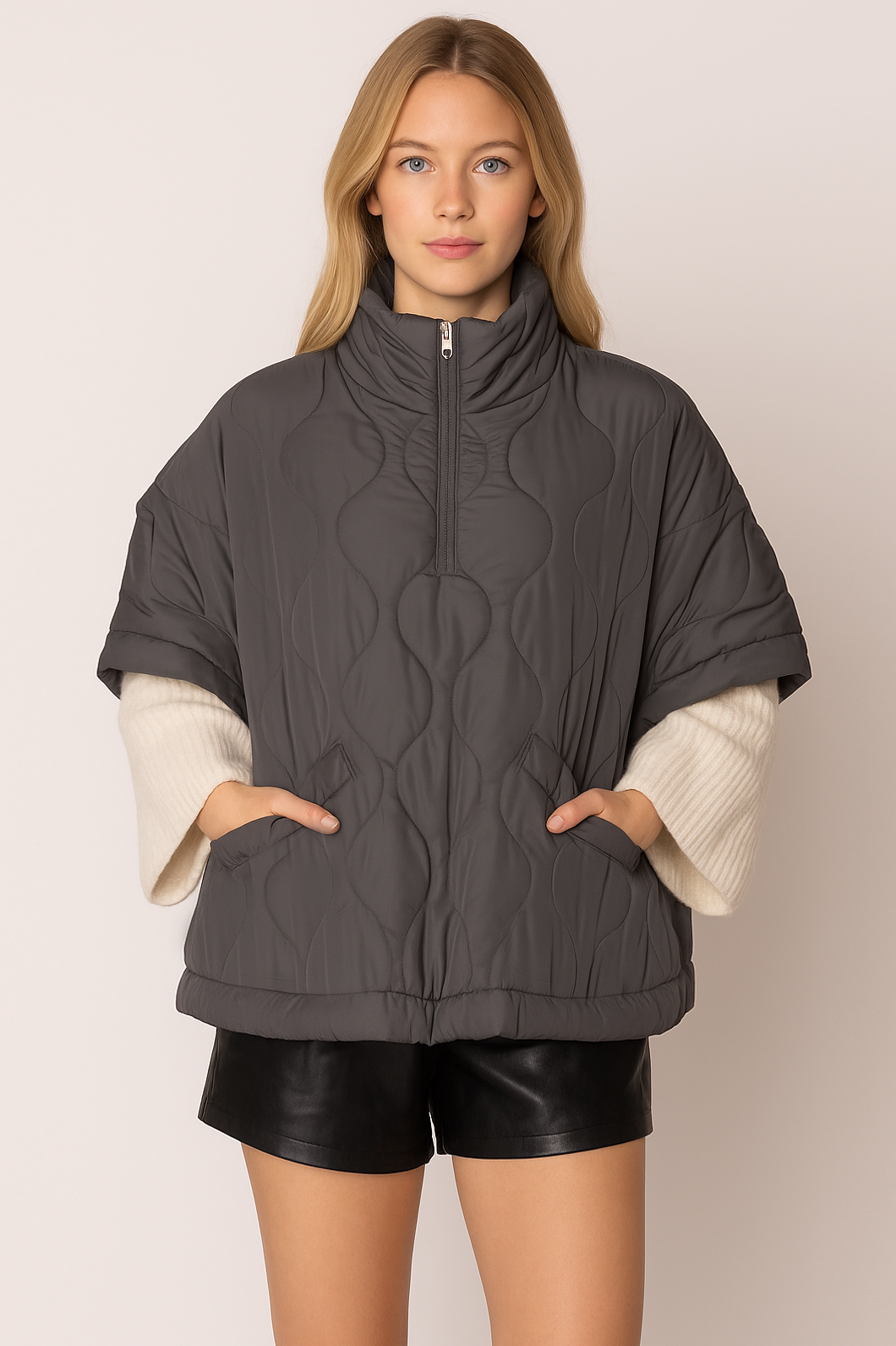 Quilted Puffer Poncho