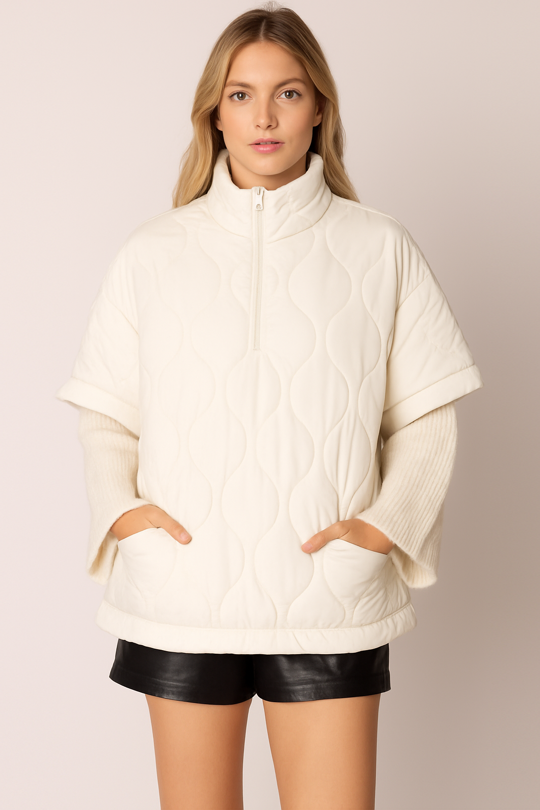 Quilted Puffer Poncho
