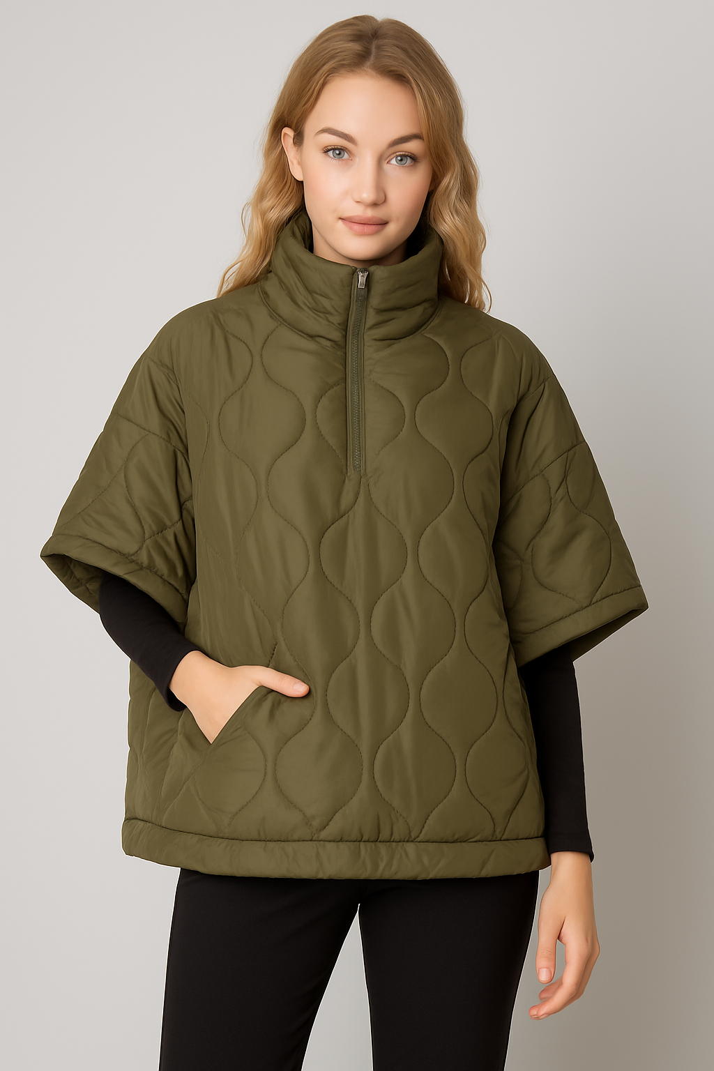 Quilted Puffer Poncho
