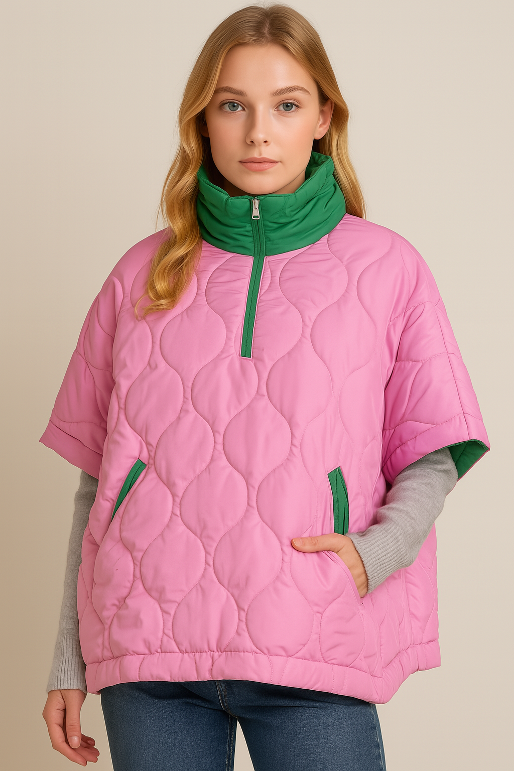 Quilted Puffer Poncho