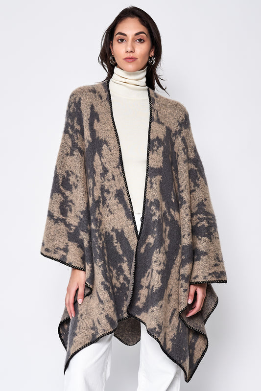 Abstract Open Front Knit Kimono