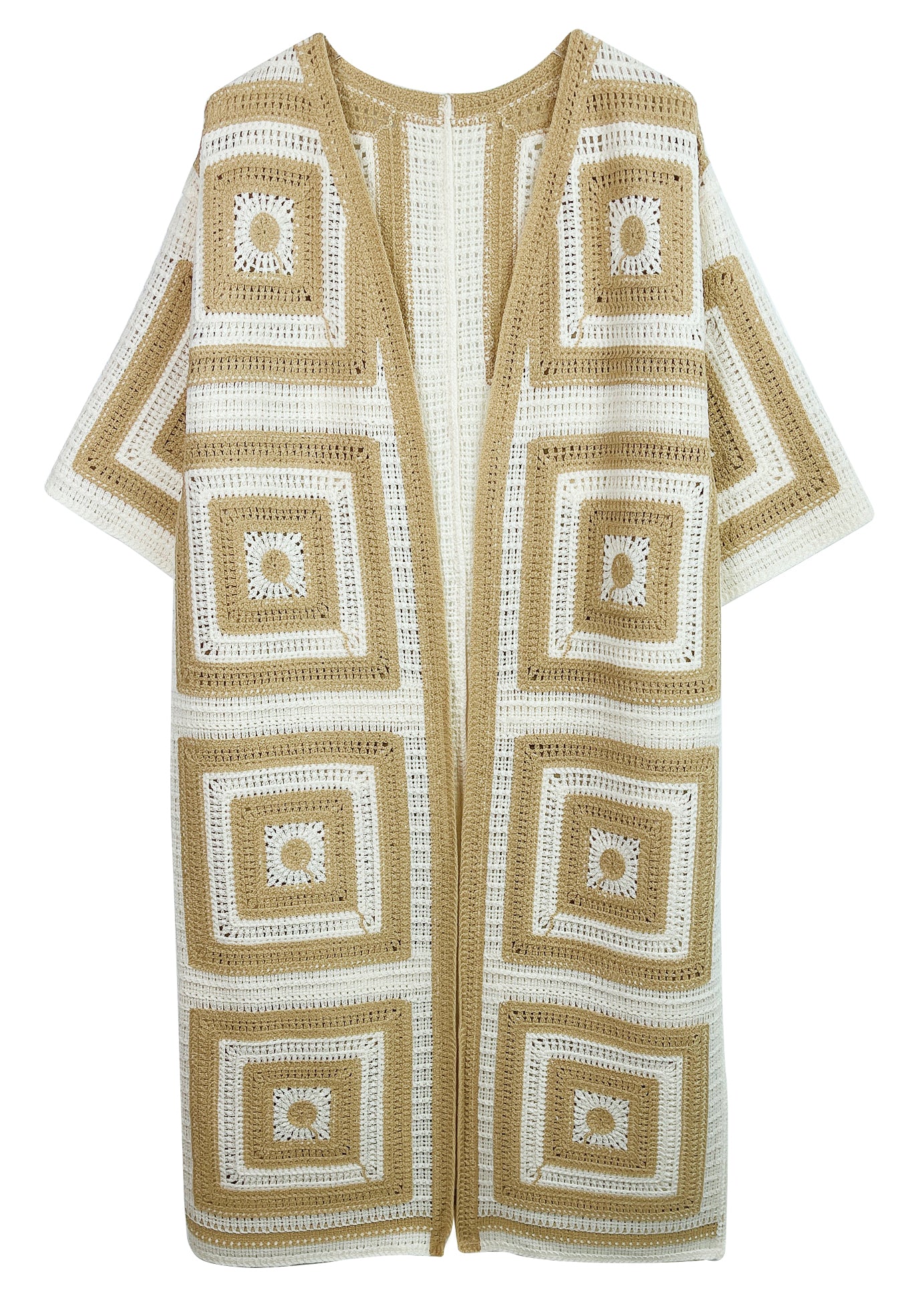 Square Pattern Crochet Cardigan