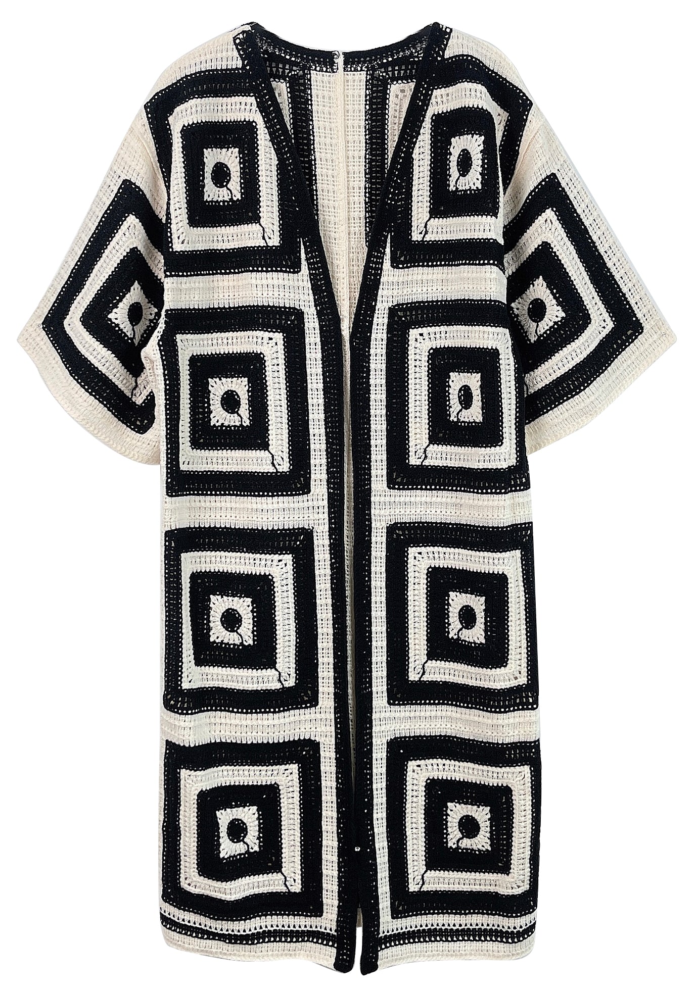 Square Pattern Crochet Cardigan