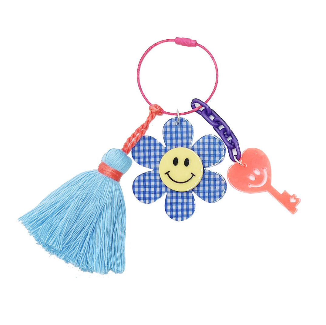 Smiley Flower Tassel Keychain