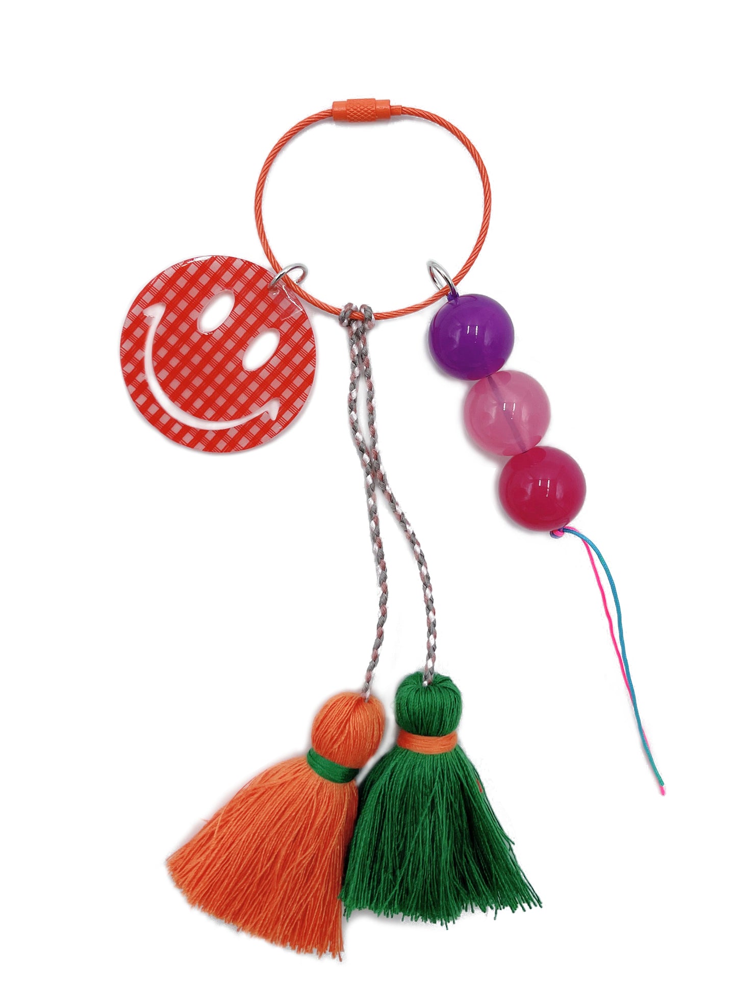 Gingham Smile Tassel Keychain