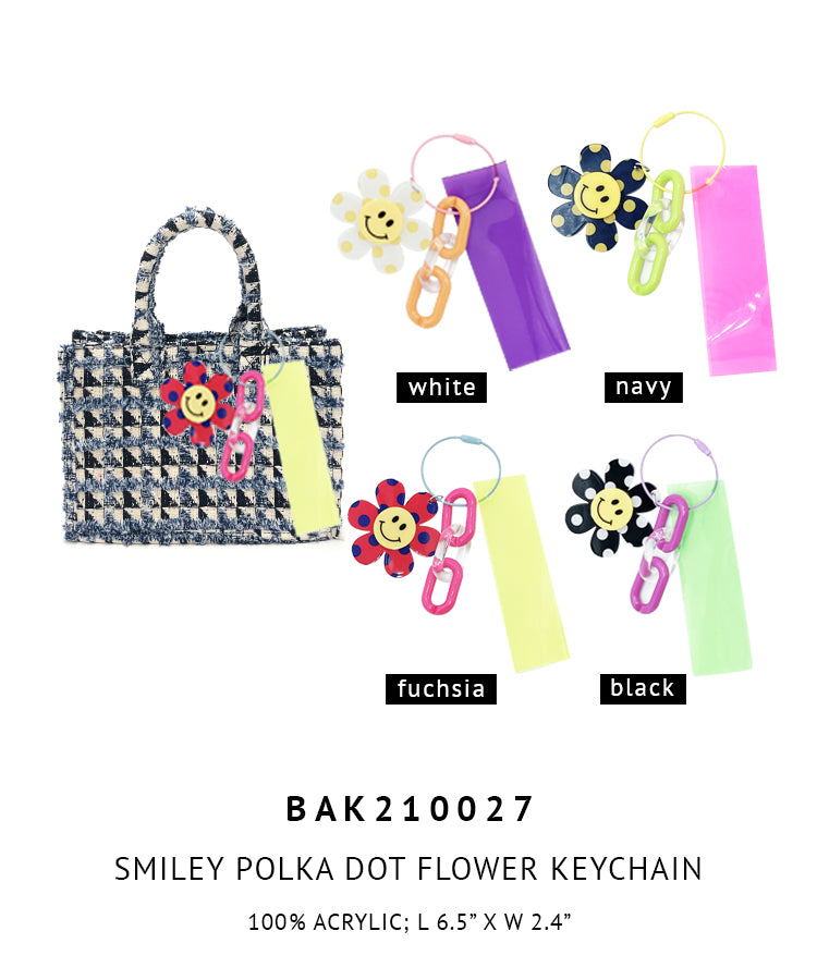 Smile Polka Dot Flower Keychain