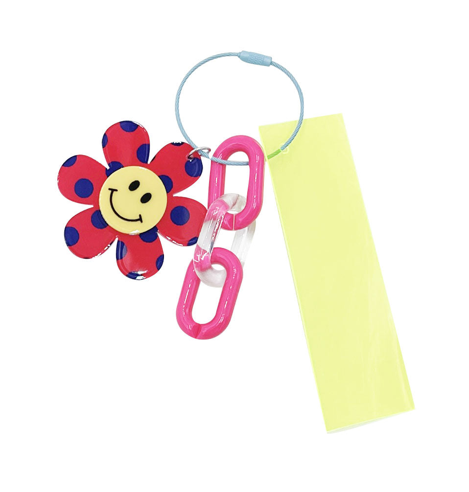 Smile Polka Dot Flower Keychain
