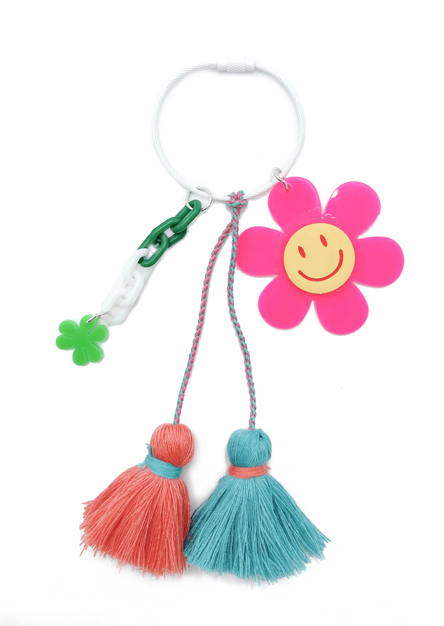 Smiley Flower Tassel Keychain