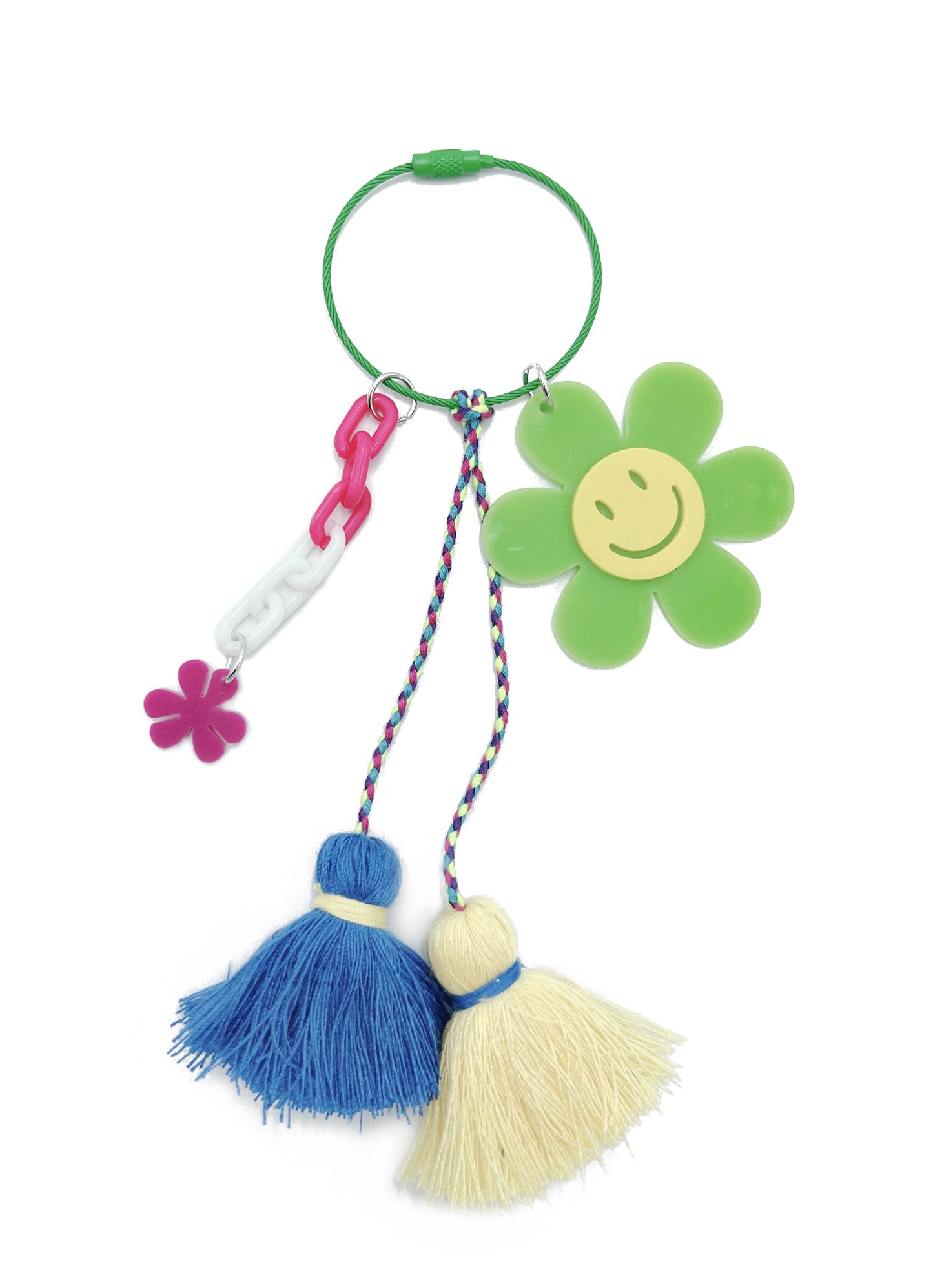 Smiley Flower Tassel Keychain