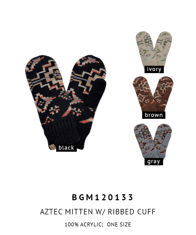 Shop for KW Fashion Aztec Mittens With Ribbed Cuff at doeverythinginloveny.com wholesale fashion accessories