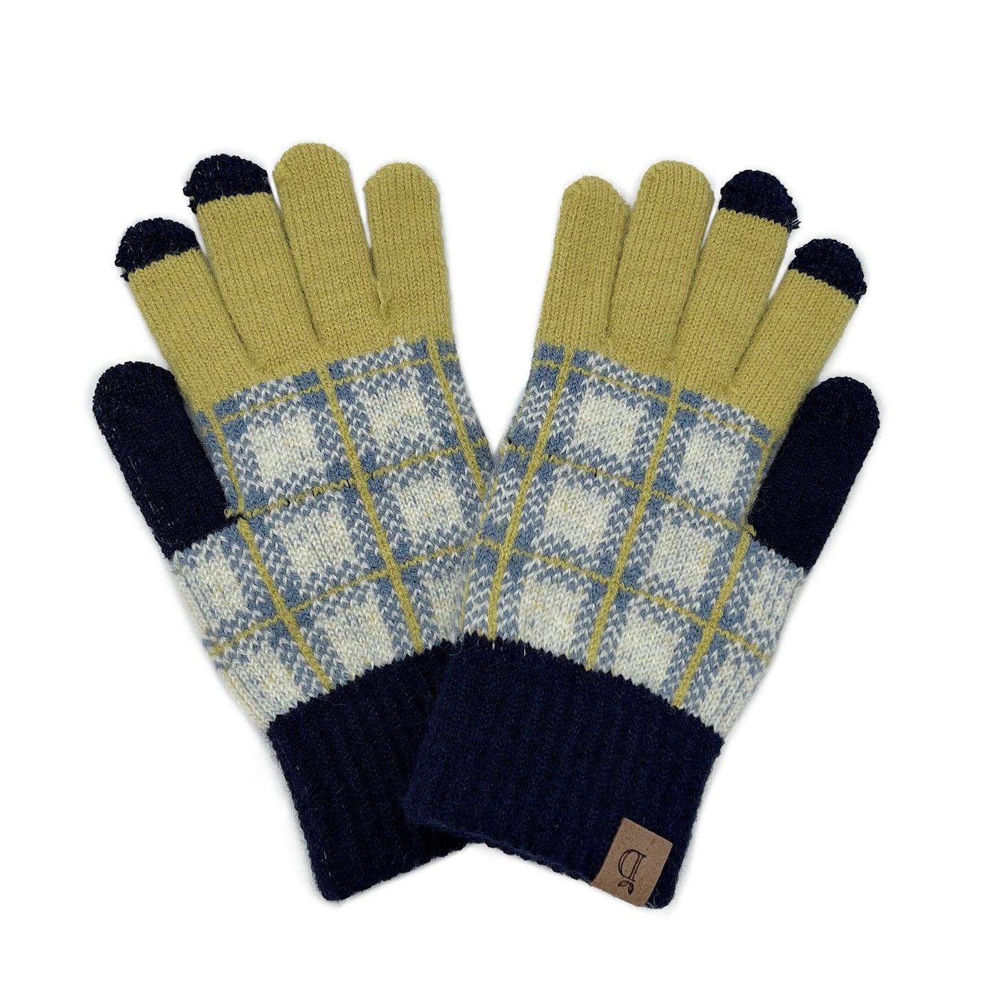 Plaid Knit Touch Gloves