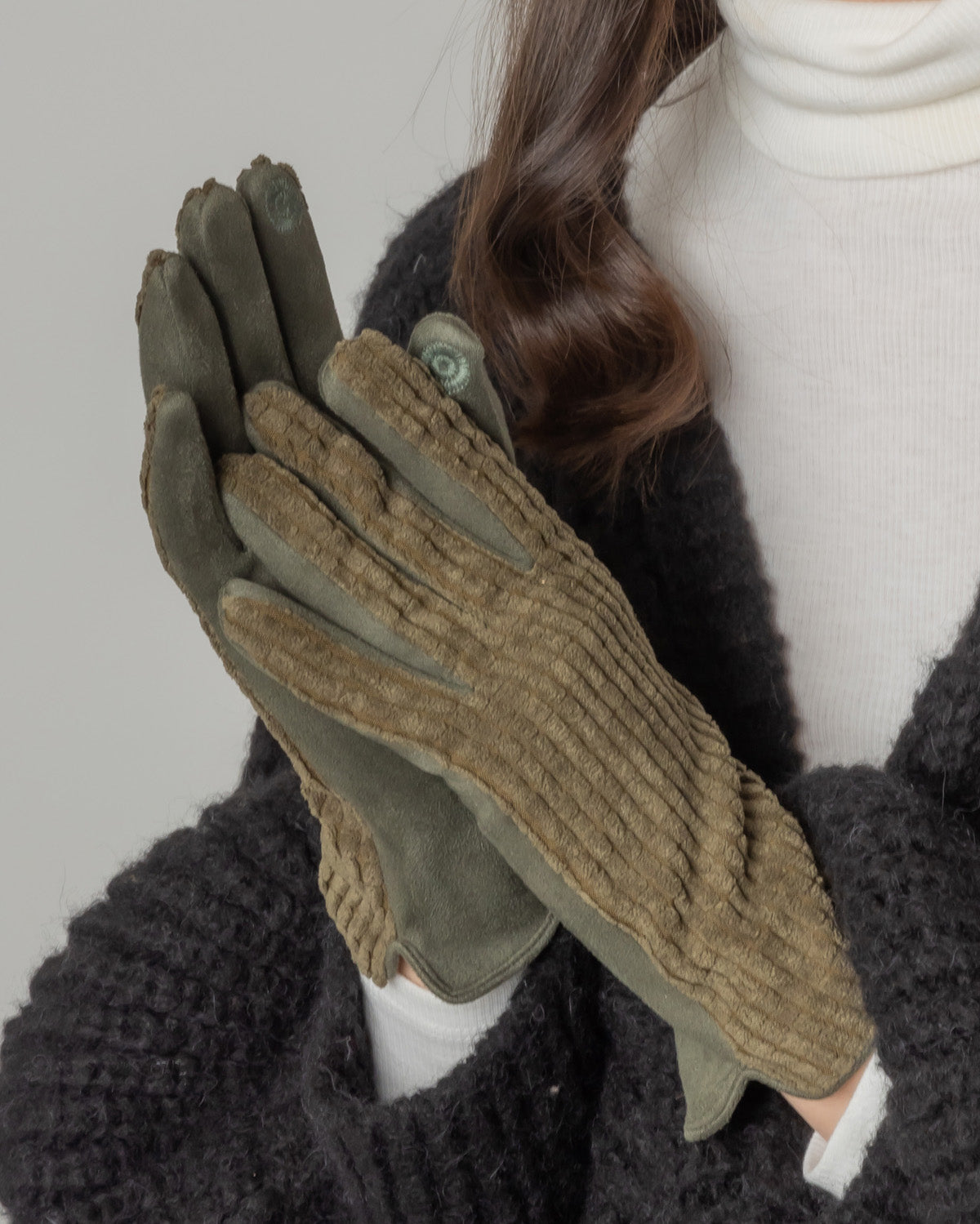 Shop for KW Fashion Fleece-Lined Corduroy And Suede Gloves at doeverythinginloveny.com wholesale fashion accessories