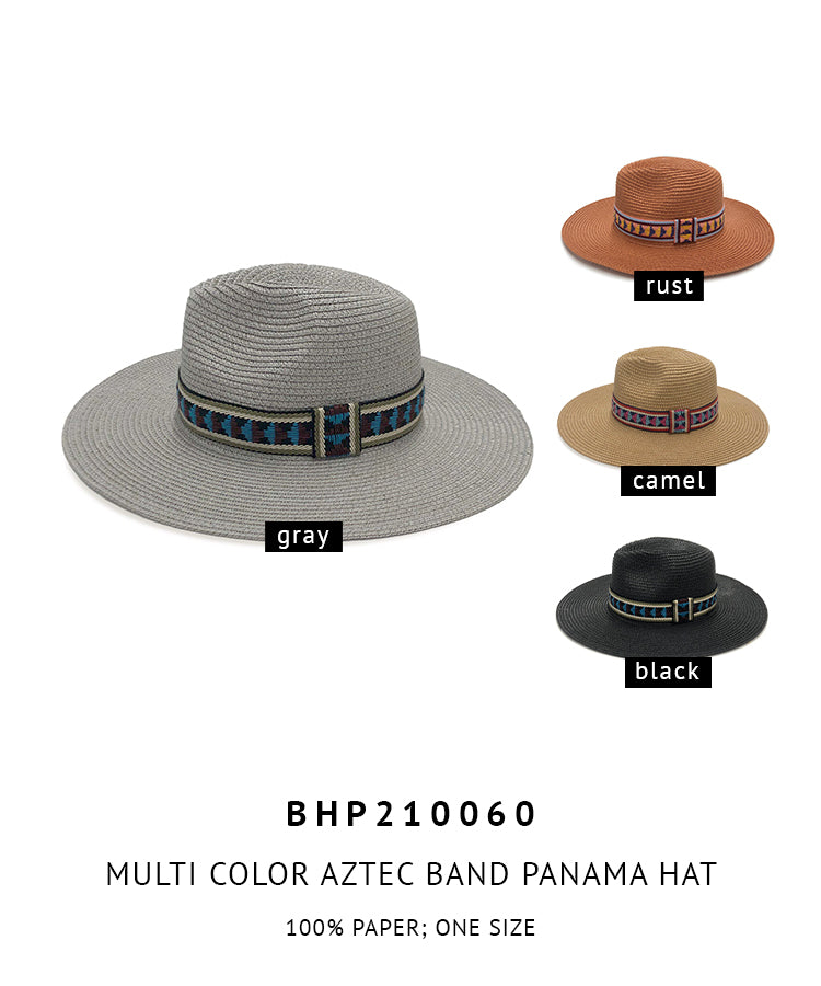 Multi Color Aztec Band Panama Hat