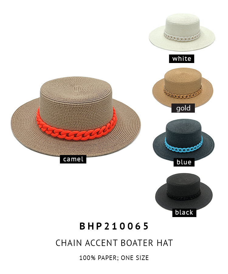 Chain Accent Boater Hat