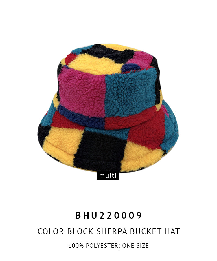 Color Block Sherpa Bucket Hat