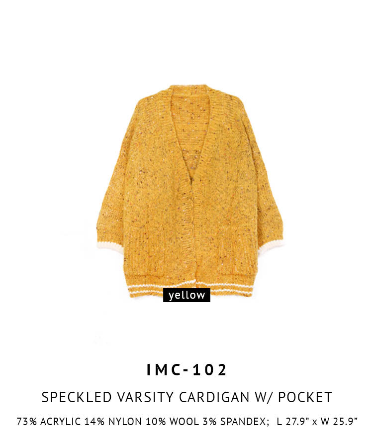 Speckled Varsity Cardigan With Pocket