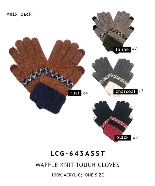 Waffle Knit Touch Gloves (mix pack)