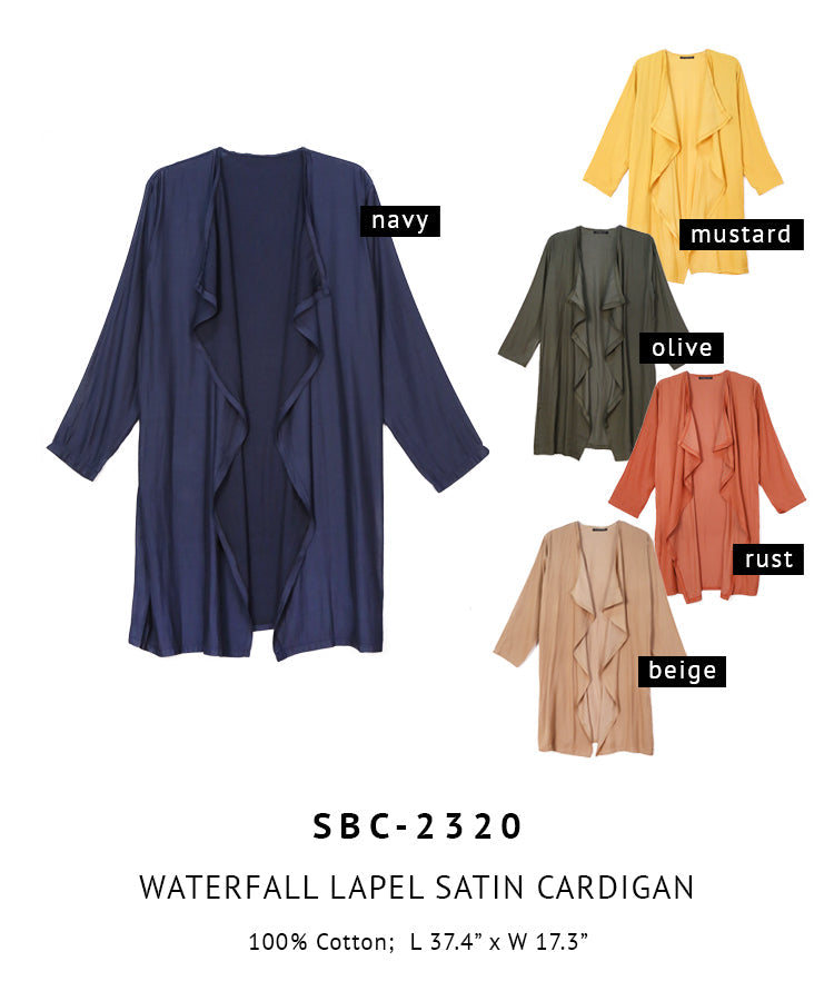 Waterfall Lapel Satin Cardigan