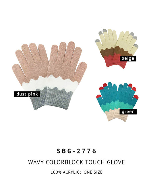 Wavy Colorblock Touch Glove
