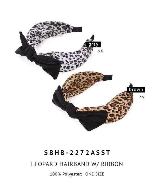 Leopard Hairband With Ribbon (mix pack)