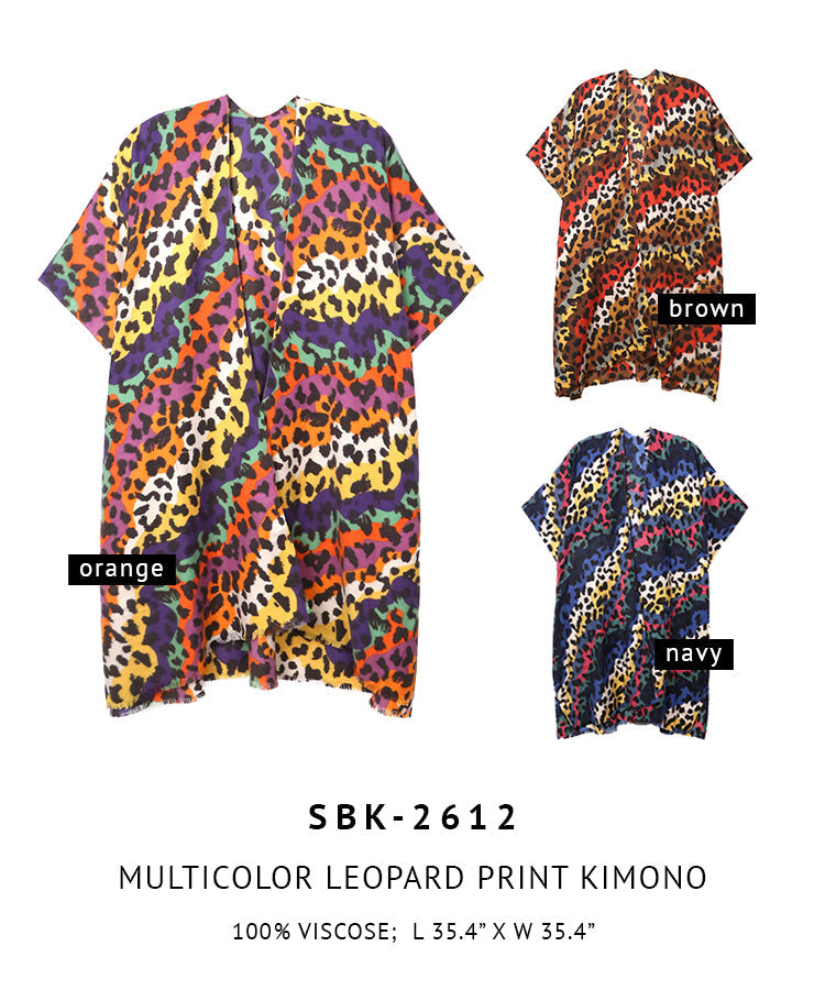 Multicolor Leopard Print Kimono