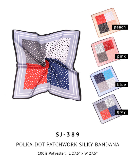 Polka-Dot Patchwork Silky Bandana