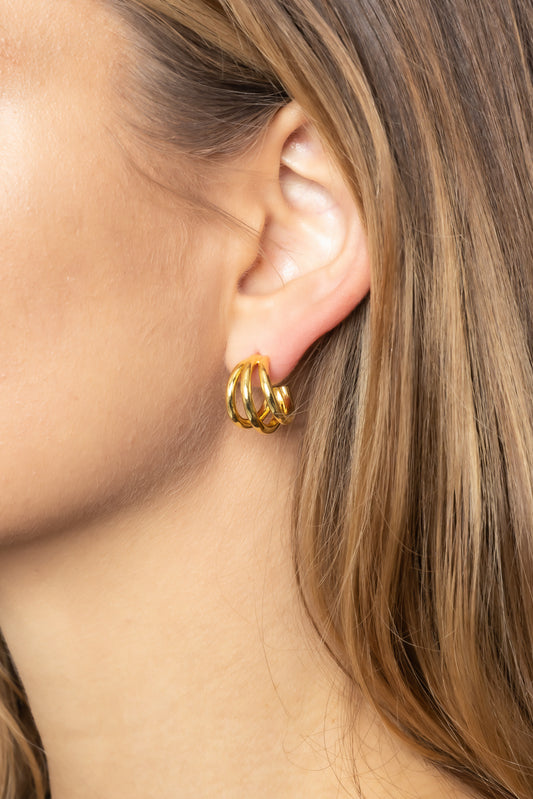 14K Gold Dipped Triple Hoop Earrings