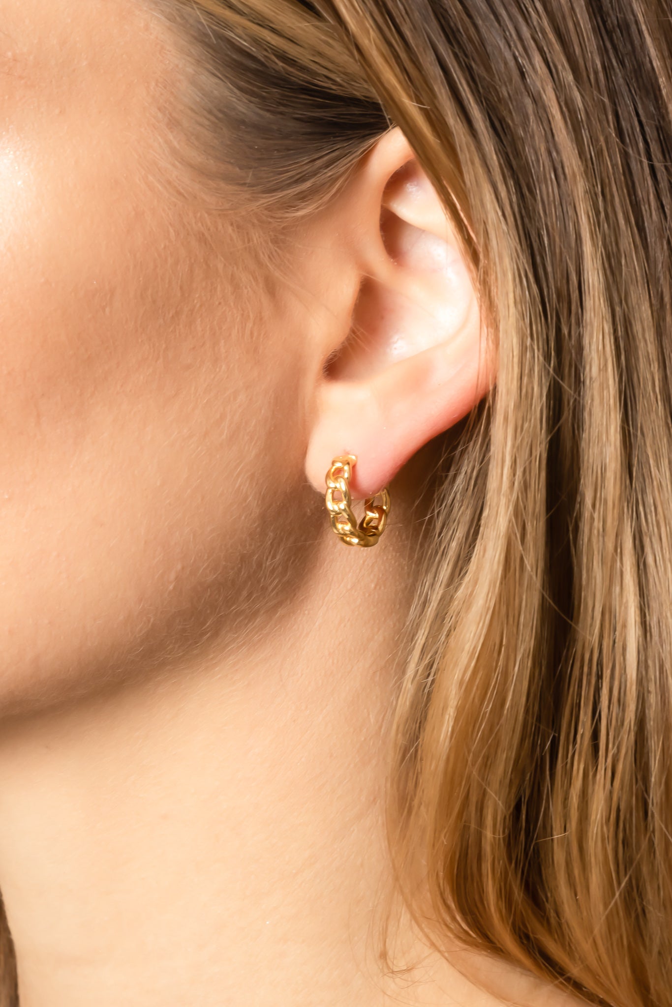 14K Gold Dipped Huggie Hoop Brass