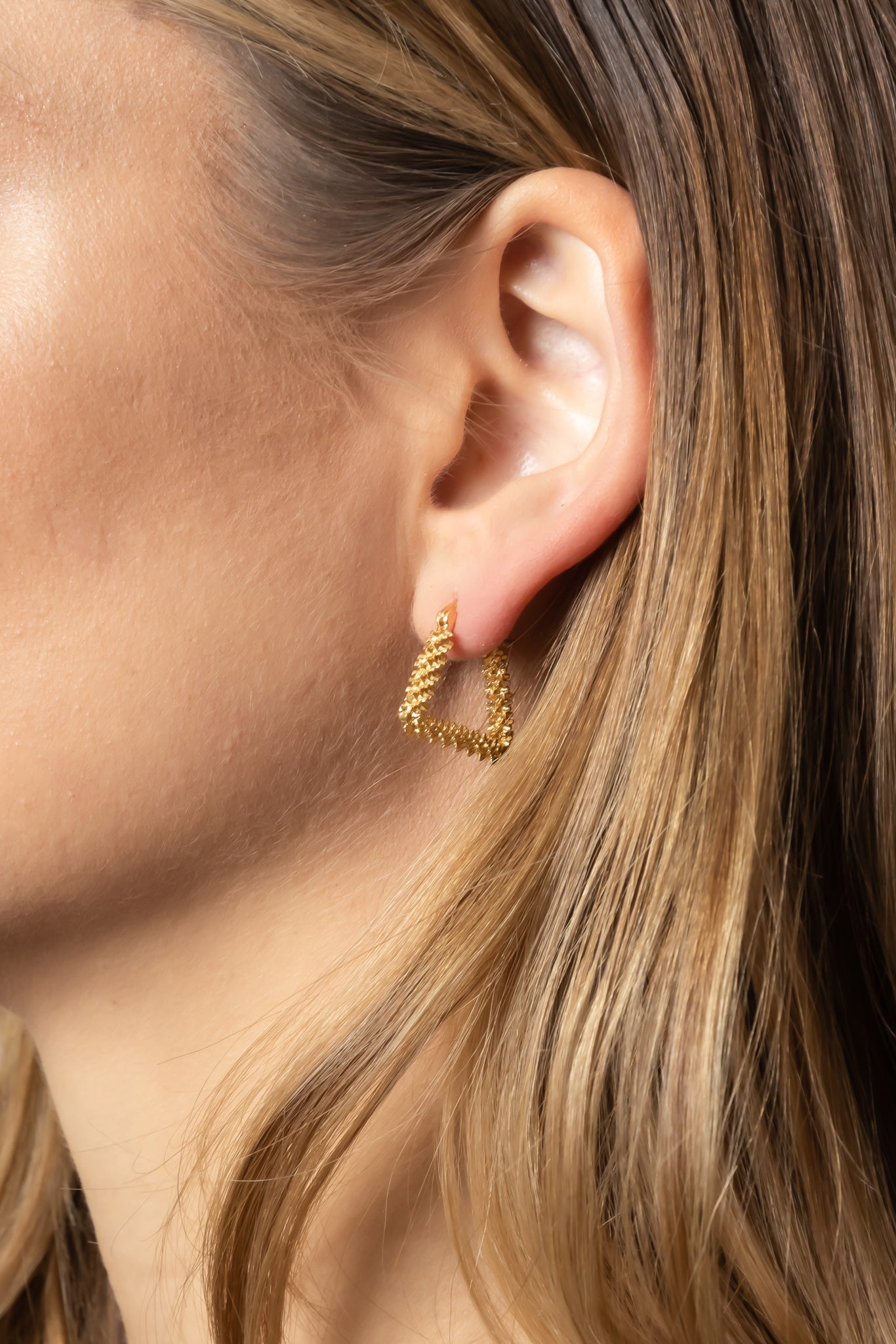 14K Gold Dipped Huggie Hoop Brass