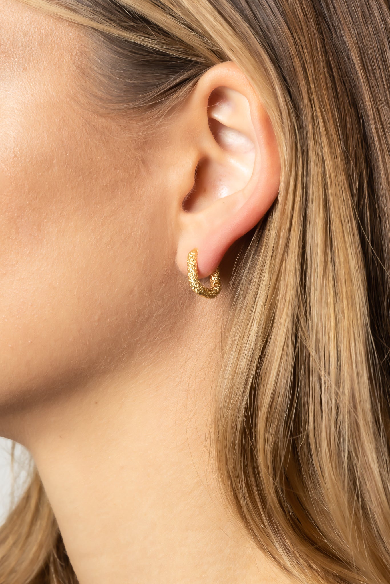 14K Gold Dipped Huggie Hoop Brass