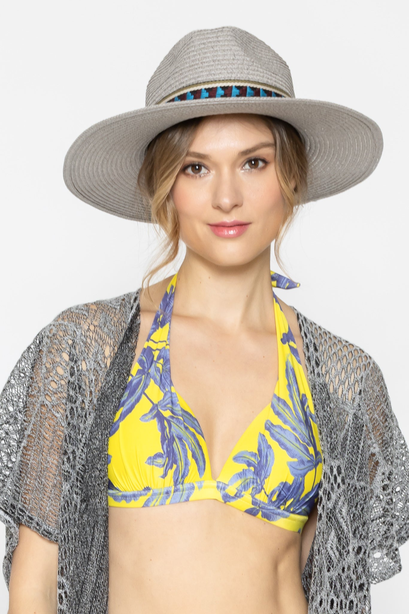 Multi Color Aztec Band Panama Hat