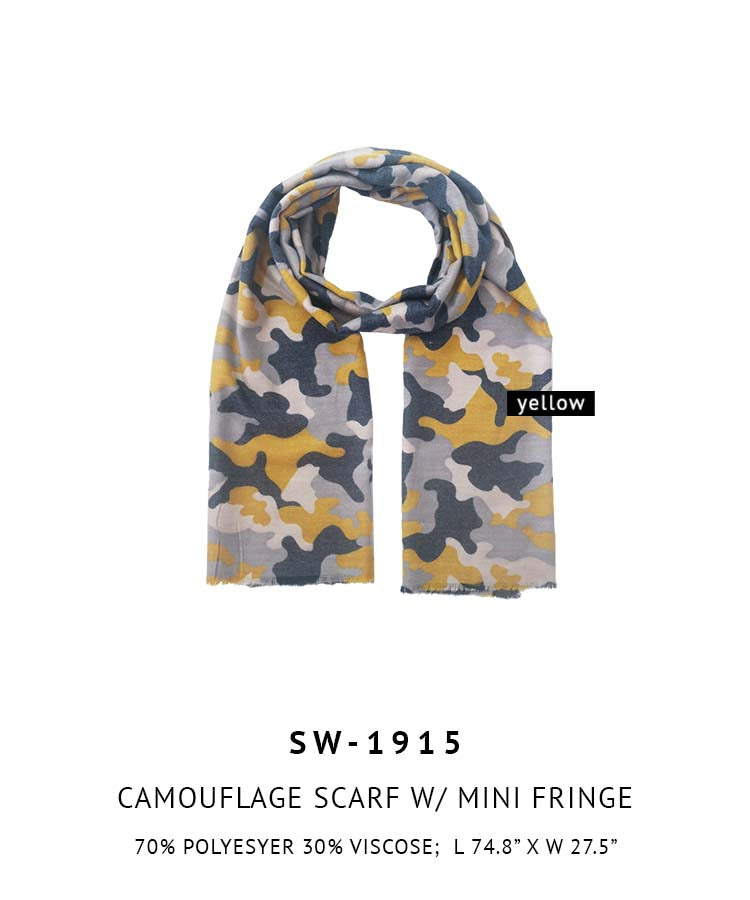 Camouflage Scarf With Mini Fringe
