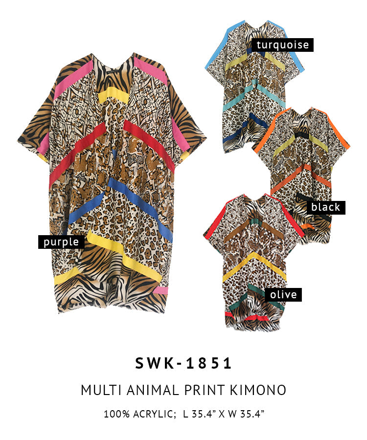 Multi Animal Print Kimono