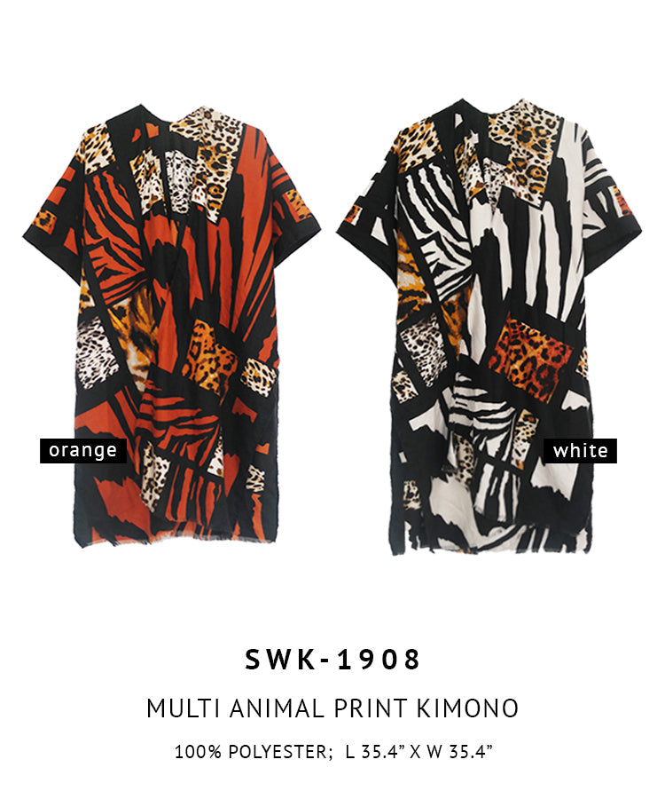 Multi Aninmal Print Kimono