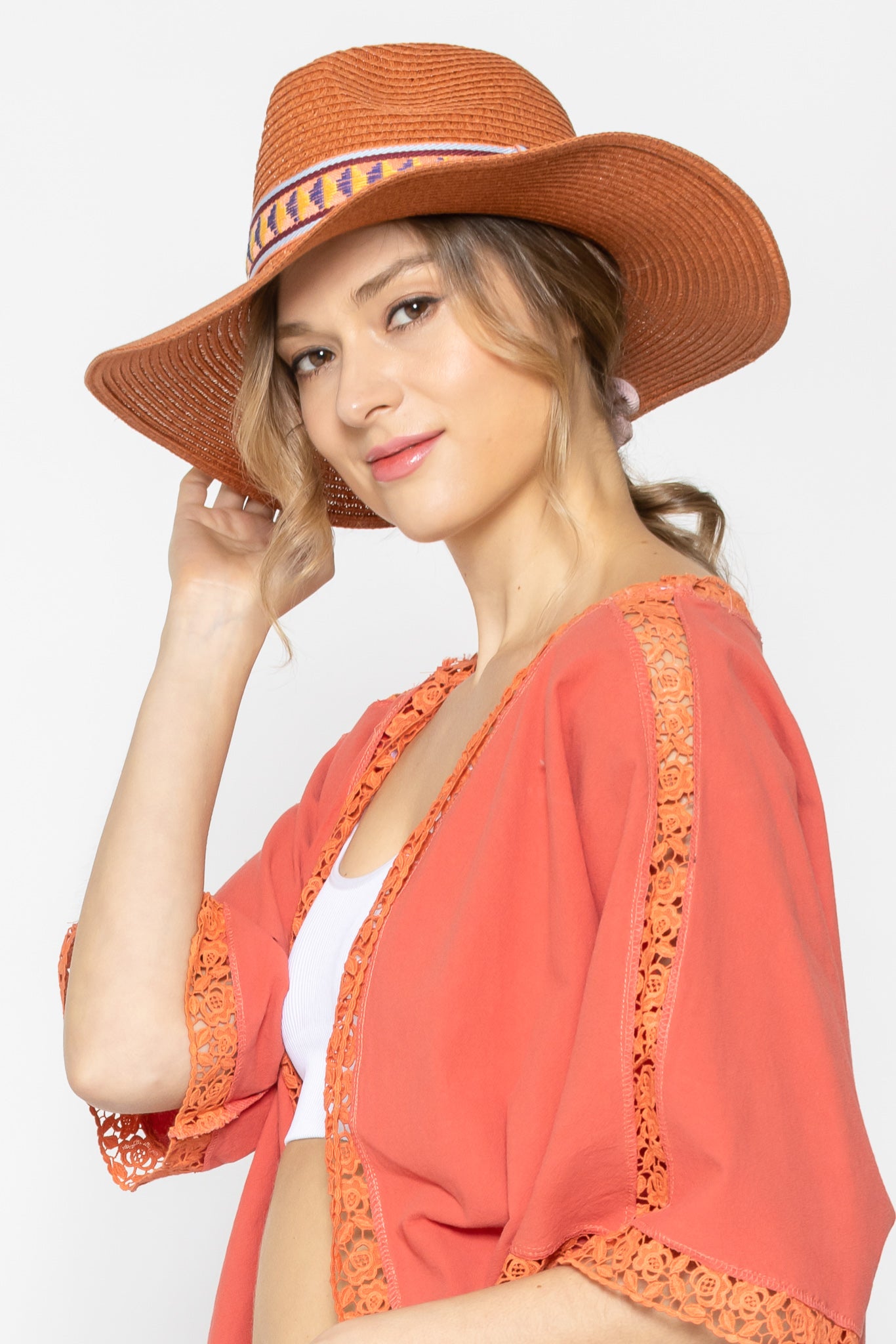 Multi Color Aztec Band Panama Hat