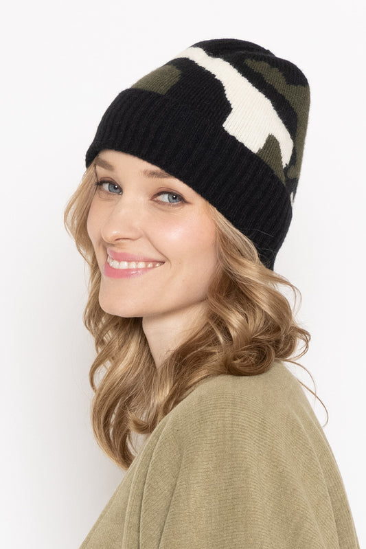 Camo Ribbed Beanie With Cuff