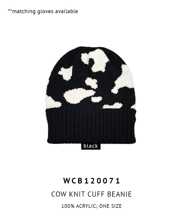 Cow Knit Cuff Beanie