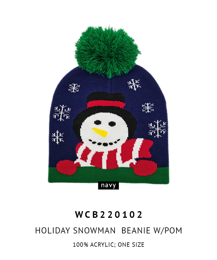 Holiday Snowman Pom Beanie