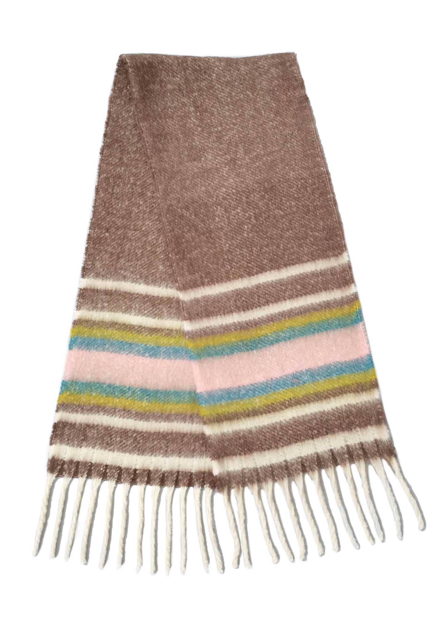Multi Stripe Cozy Scarf With Fringe
