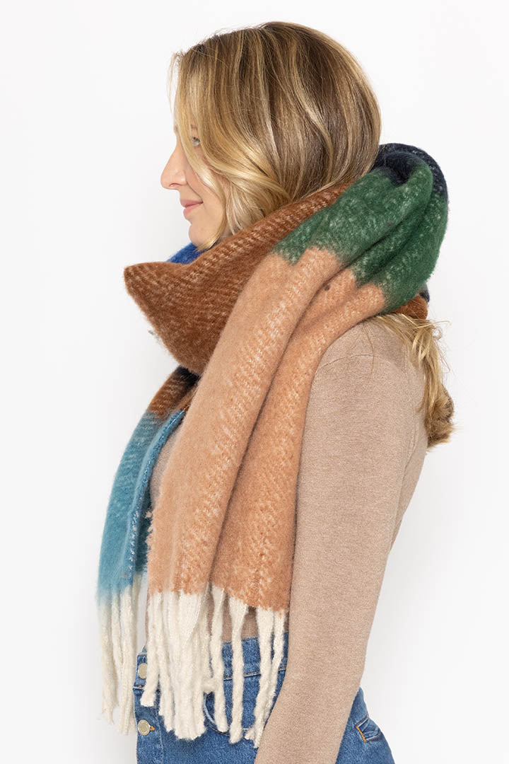 Multi Stripe Cozy Scarf With Fringe