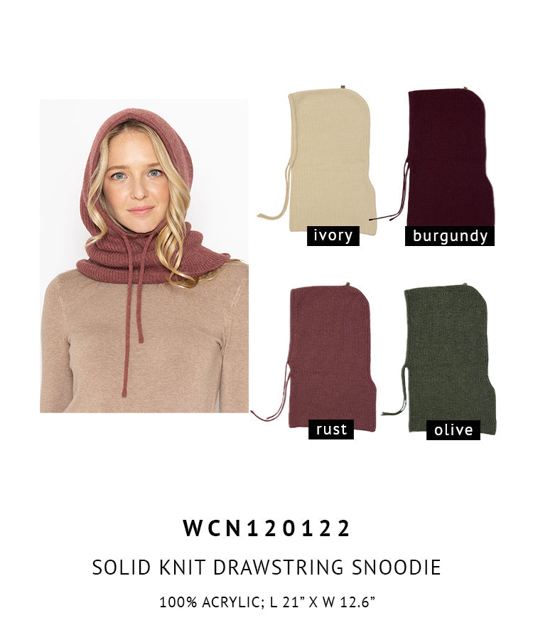 Solid Knit Drawstring Snoodie