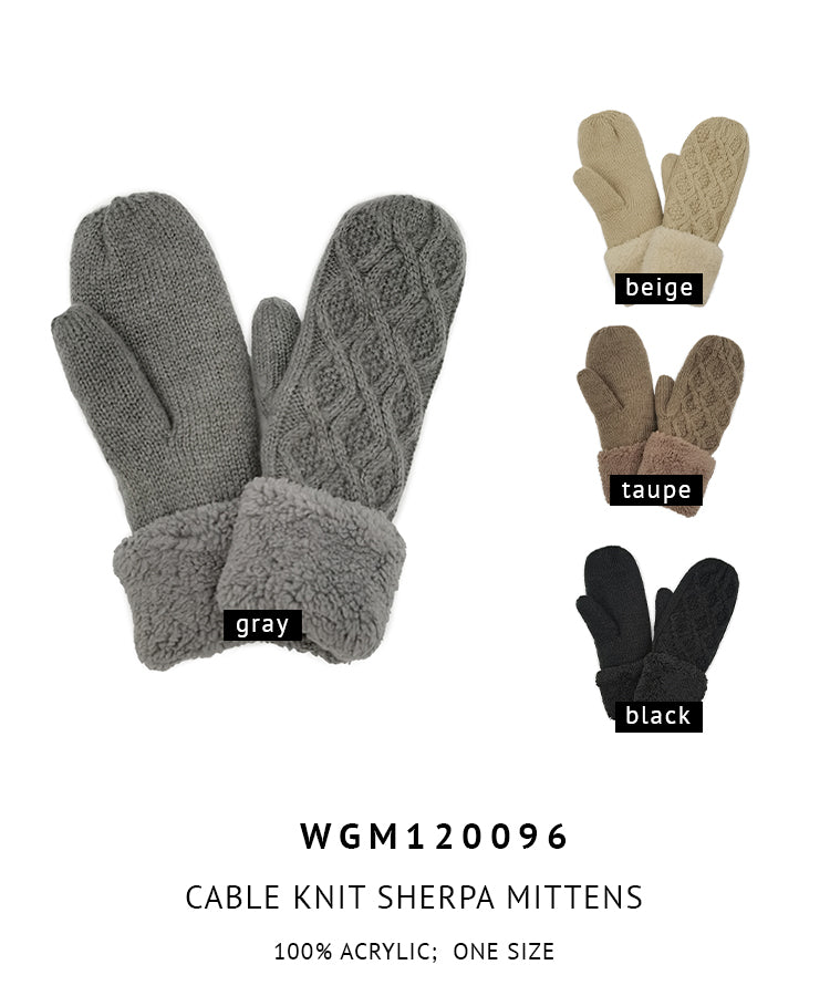 Shop for KW Fashion Cable Knit Sherpa Mittens at doeverythinginloveny.com wholesale fashion accessories